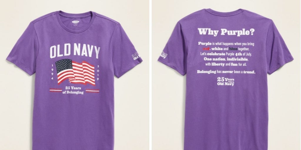 Old Navy selling new purple Fourth of July tees as part of  anti-discrimination campaign