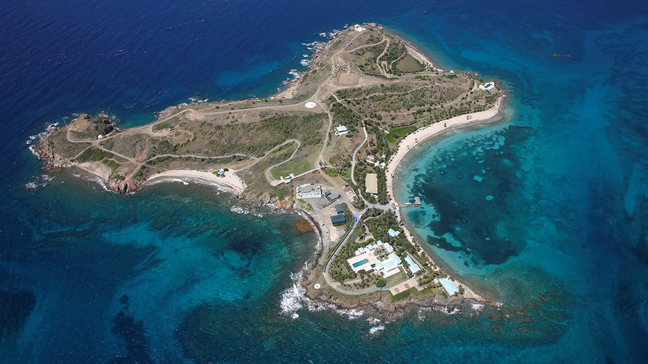 An aerial view of Epstein's island