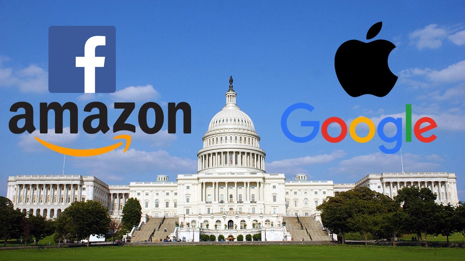 Tech logos and the U.S. Capitol