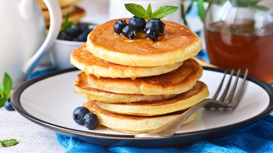 blueberries on pancakes