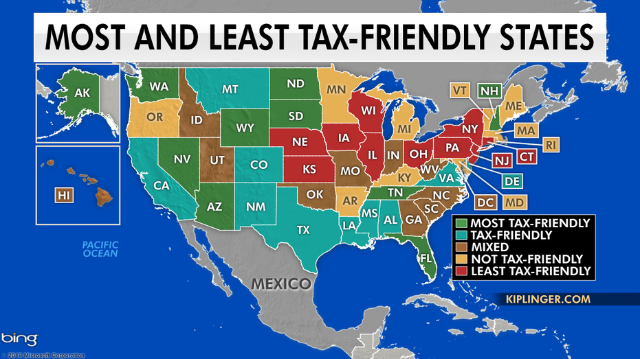 Tax Friendly States Map | Metro Map