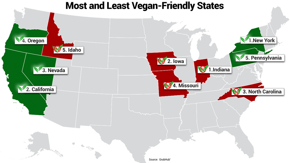 GrubHub reveals the most vegan-friendly states and the top meat
