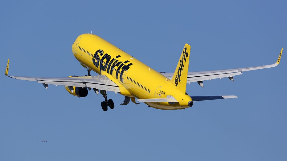 Fort Lauderdale, United States - February 17, 2016: A Spirit Airlines Airbus A321 with the registration N658NK taking off at Fort Lauderdale Airport (FLL) in the United States. Spirit Airlines is an American low-cost airline with its headquarters in Fort Lauderdale.