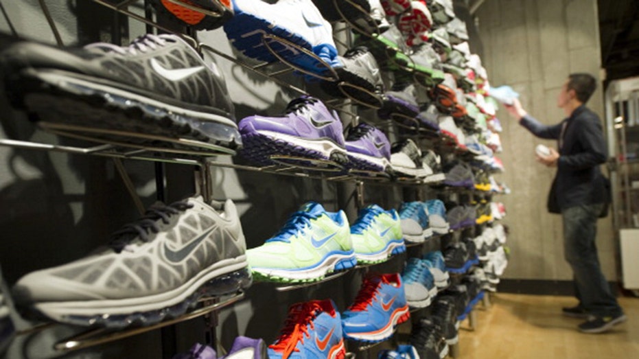 Nike shoes on shelf