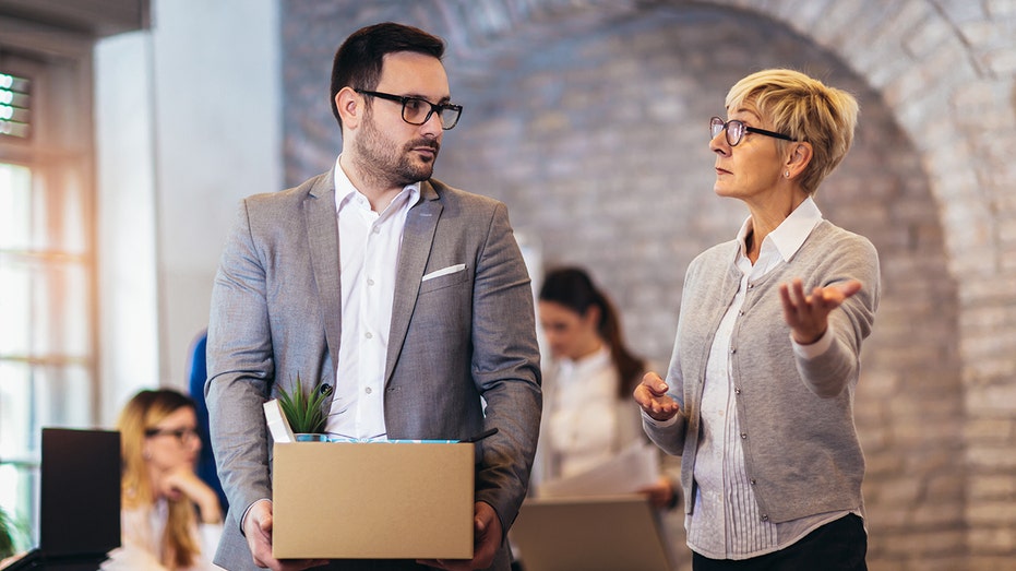 office workers talking