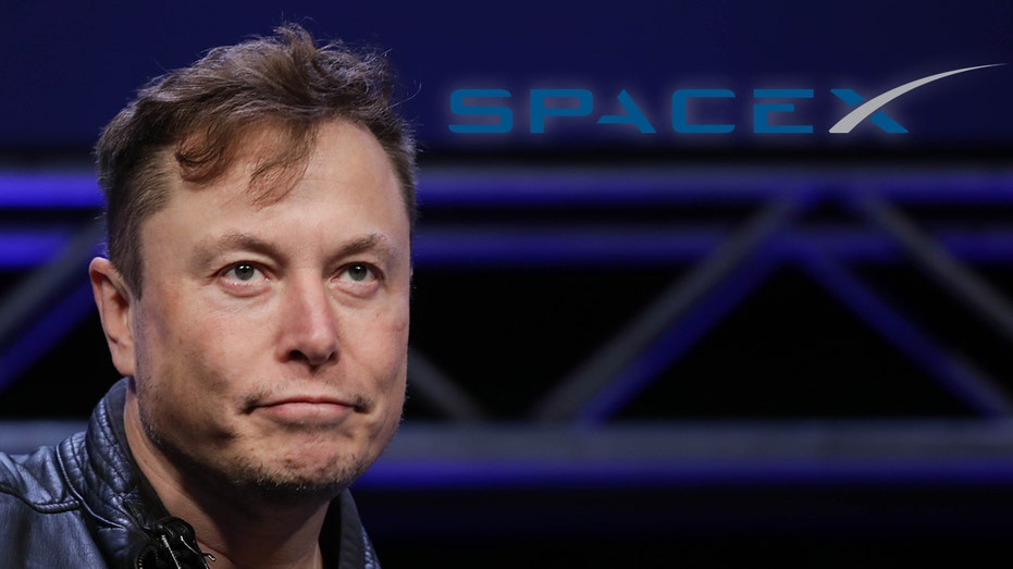 Elon Musk with SpaceX logo