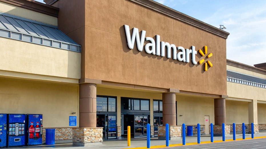 Exterior of retailer Walmart store in Salinas, California