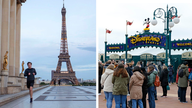 In Paris, Eiffel Tower top floor, Disneyland reopen