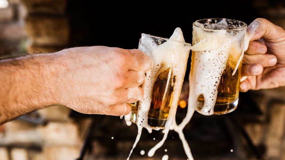 Spilling beer during a toast!