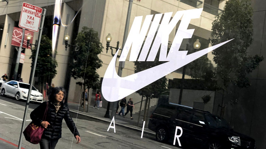 Nike logo on store window