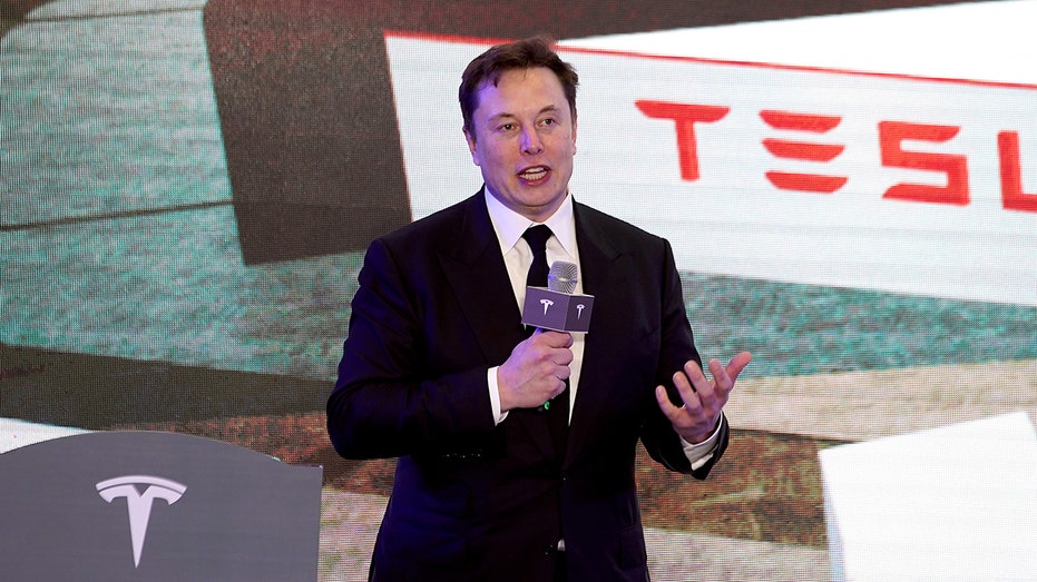 Tesla CEO Elon Musk speaks at an opening ceremony for Tesla China-made Model Y program in Shanghai, China, Jan. 7, 2020. 