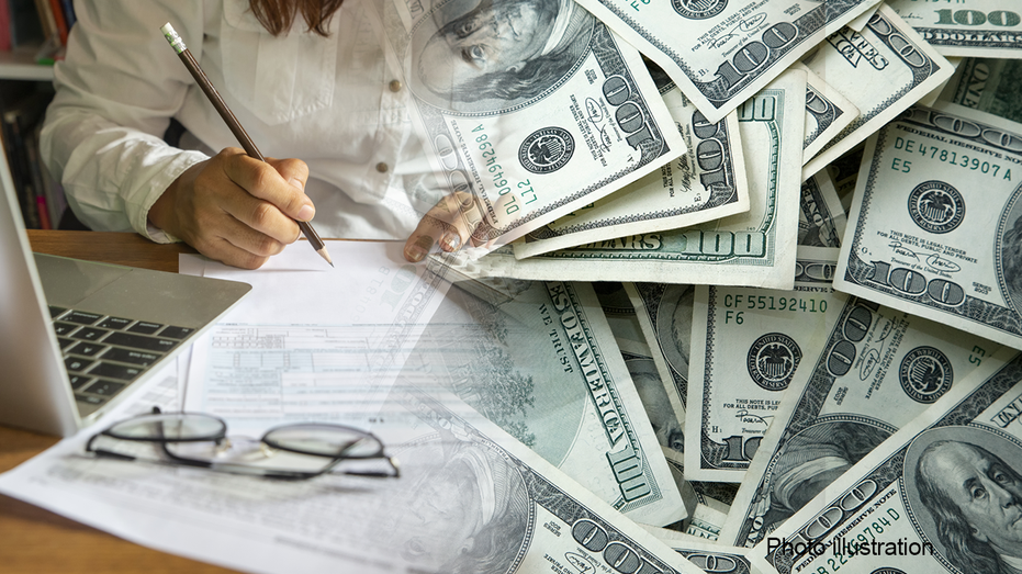 Woman filling out tax forms