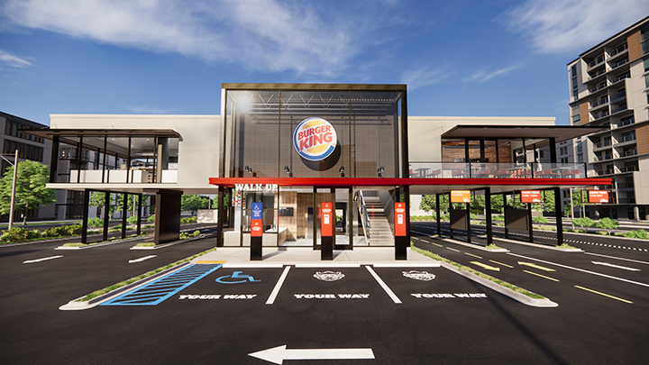 Burger King reveals restaurant redesign with suspended kitchen and exterior to-go lockers