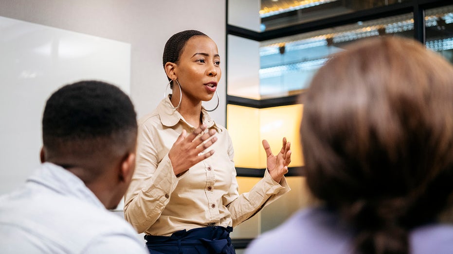 woman leading a meeting