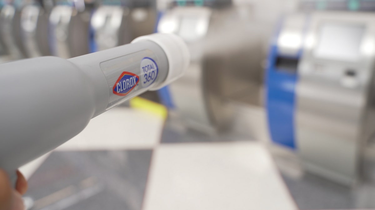 The Clorox Total 360 System utilizes a spray disinfectant that can sanitize hard hard-to-reach areas. (United Airlines)