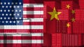 China US trade business concept as a Chinese USA tariff war and American tariffs as two opposing groups of cargo freight containers as an economic dispute or relationship over import and exports as a 3D illustration. - Fox News