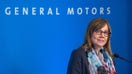 General Motors Chairman and CEO Mary Barra talks with media prior to the start of the 2018 General Motors Company Annual Meeting of Stockholders Tuesday, June 12, 2018 at GM Global Headquarters in Detroit, Michigan. 