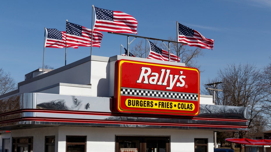 Rally's Drive Thru fast food restaurant. Rally's is the sister of Checkers