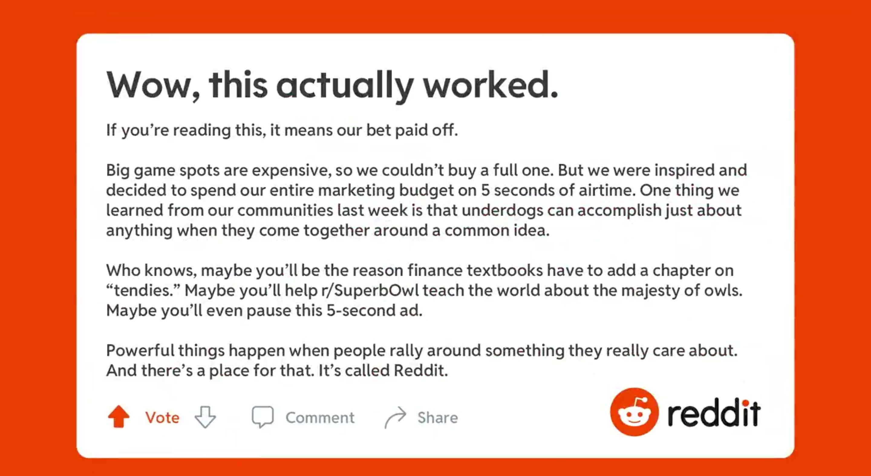 Reddit bought a 5-second Super Bowl ad in honor of the “underdogs” involved in GameStop’s commercial frenzy
