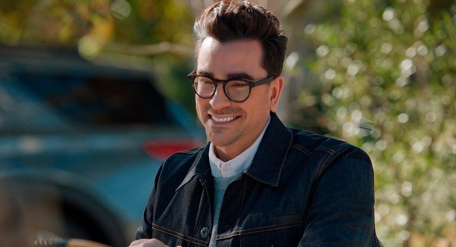 This photo provided by M&amp;M's shows a scene from M&amp;M's 2021 Super Bowl NFL football spot featuring Dan Levy. (M&M's via AP)