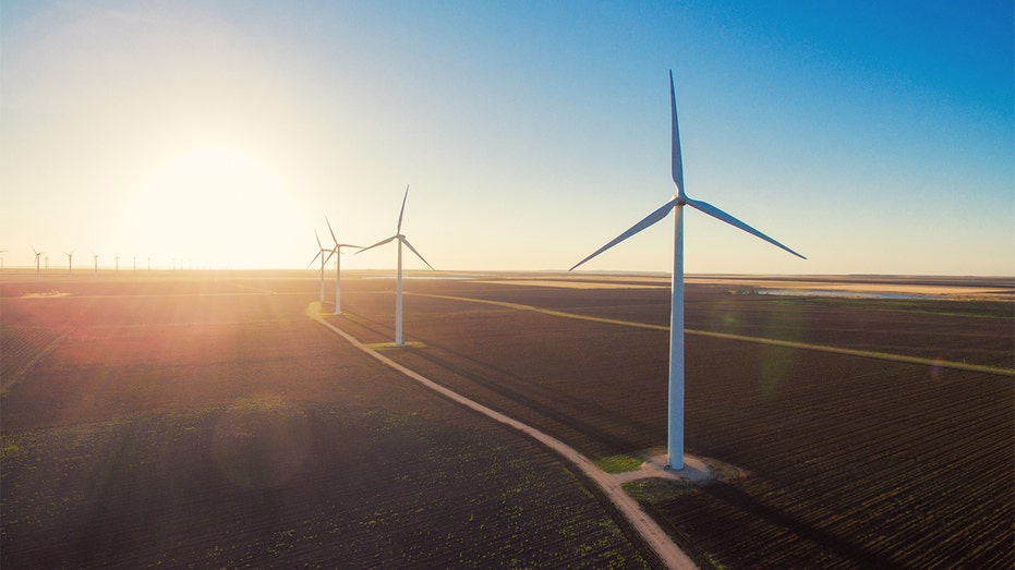Wind turbines at sunrise