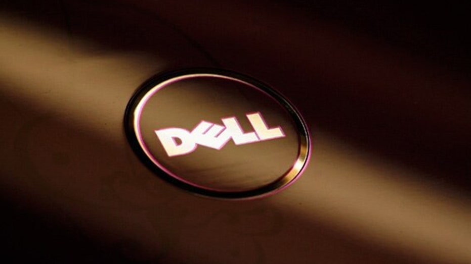 A Dell logo on a laptop