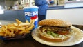 Americans Continue To Consume Beef Products Despite First Case Of Mad Cow Disease In US
YAKIMA, WA - DECEMBER 28: A double cheeseburger, fries and soda lie on a table at Majors Hamburgers December 28, 2003 in Yakima, Washington. Two farms have been quarantined in Sunnyside and Mabton, Washington by the U.S.D.A after it was determined that a cow that came from the farms had been infected with mad cow disease, the first such case in the U.S. (Photo by Justin Sullivan/Getty Images)