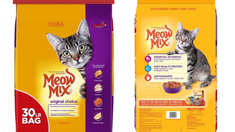 The parent company of Meow Mix cat food announced a limited recall Friday after finding potential salmonella contamination in 30-pound bags of Original Choice Dry Cat Food.