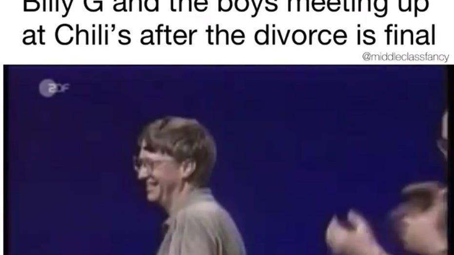 Bill Gates dances on stage to 'Star Me Up' by the Rolling Stones.