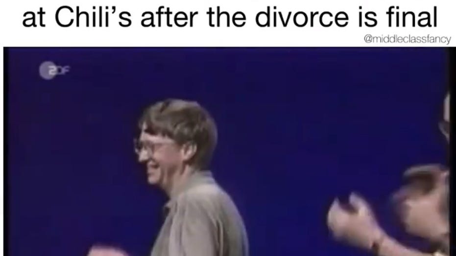 Bill Gates dances on stage to 'Star Me Up' by the Rolling Stones.