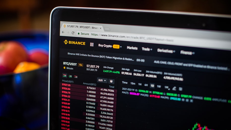 Binance Exchange seen on laptop