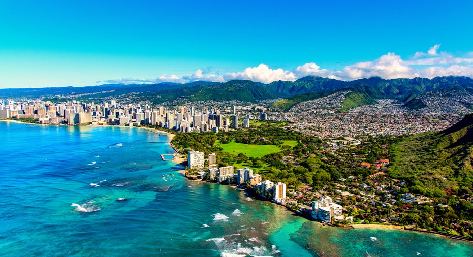 The entire coastline of Honolulu, Hawaii