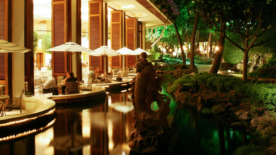 A luxury restaurant in a resort hotel