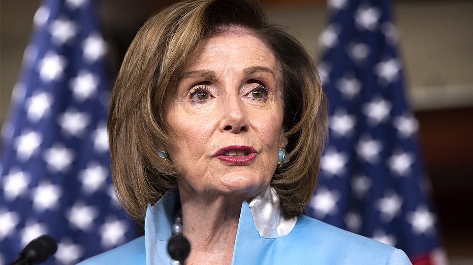 Speaker of the House Nancy Pelosi, D-Calif., conducts her weekly news conference in the Capitol Visitor Center on Friday, Aug. 6, 2021. 