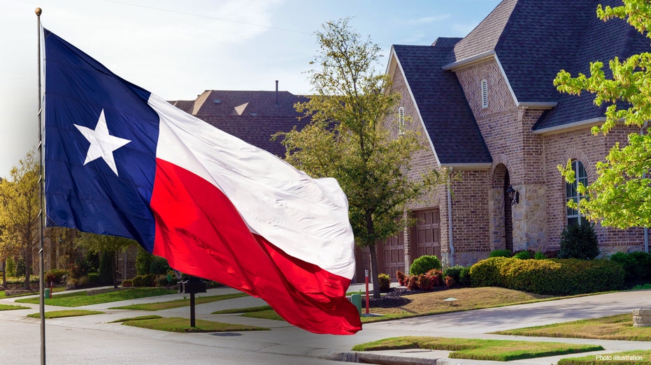 Single family home with Texas flag