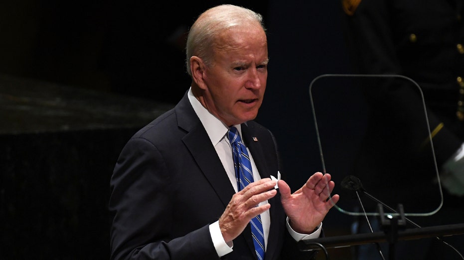 President Biden addresses the 76th Session of the U.N. General Assembly on Sept. 21, 2021 at U.N. headquarters in New York City.