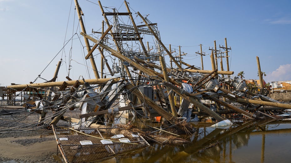 Power poles left damaged after a storm