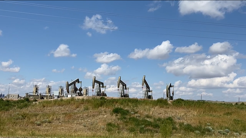 Oil wells outside of Williston, North Dakota,