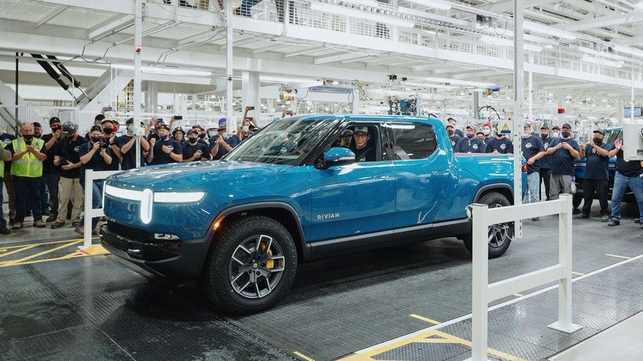 Rivian truck at factory