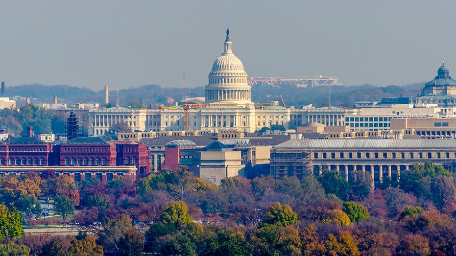 The United States Capitol from Arlington National Cemetery.