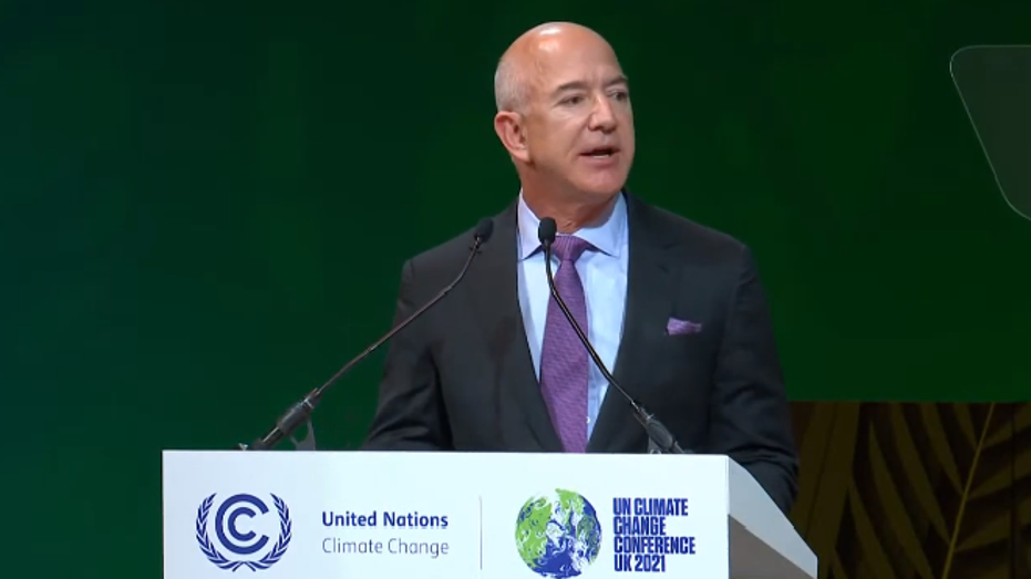 Amazon founder Jeff Bezos at the 2021 COP26 conference (Credit: COP26 screenshot)