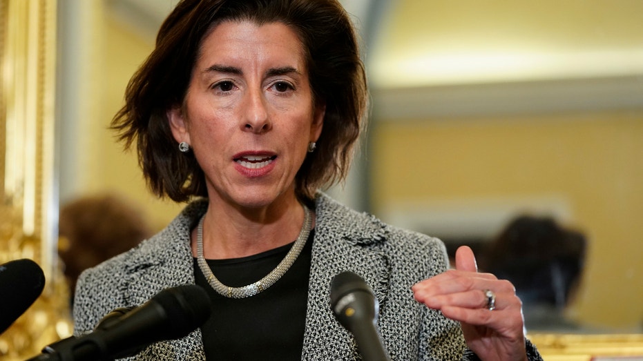 Commerce Secretary Gina Raimondo speaks during a Nov. 4 press conference. (Craig Hudson/Bloomberg)