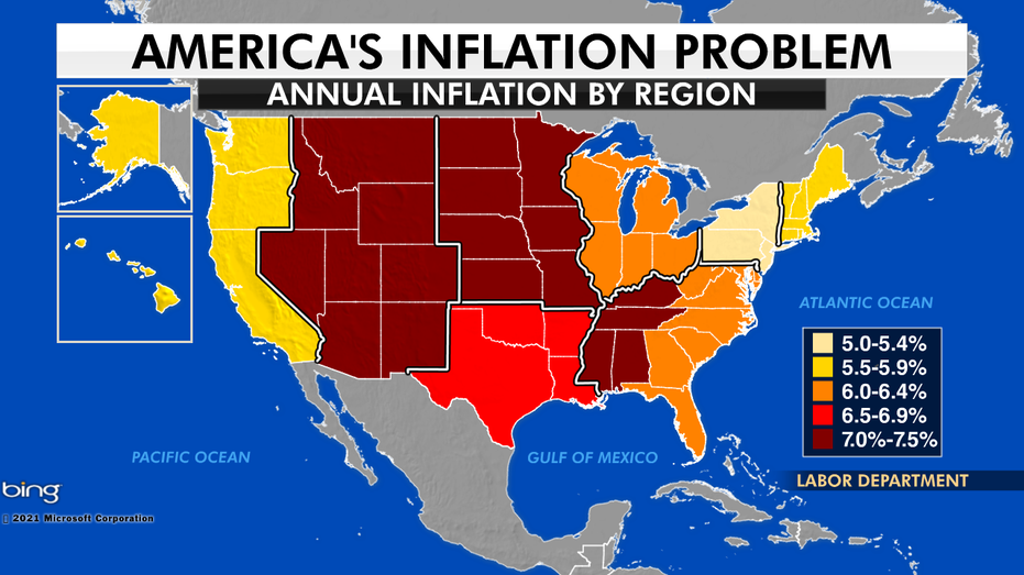 Inflation breakdown by states and cities