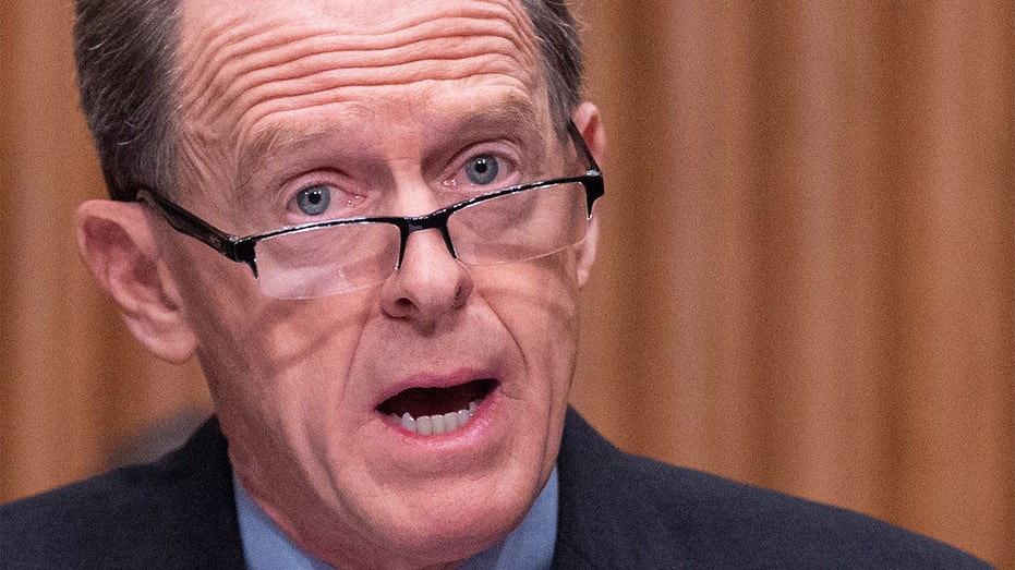 Ranking member Sen. Pat Toomey, R-Pa., asks a question during a Senate Banking, Housing and Urban Affairs Committee hearing on Capitol Hill in Washington, D.C., on Nov. 18, 2021. 