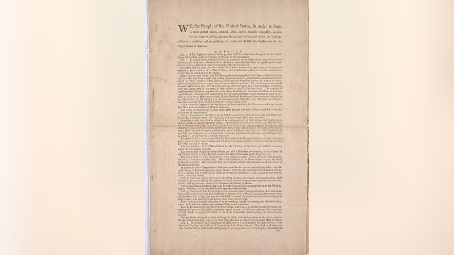 Rare First Printing of U.S. Constitution to Be Sold at Auction