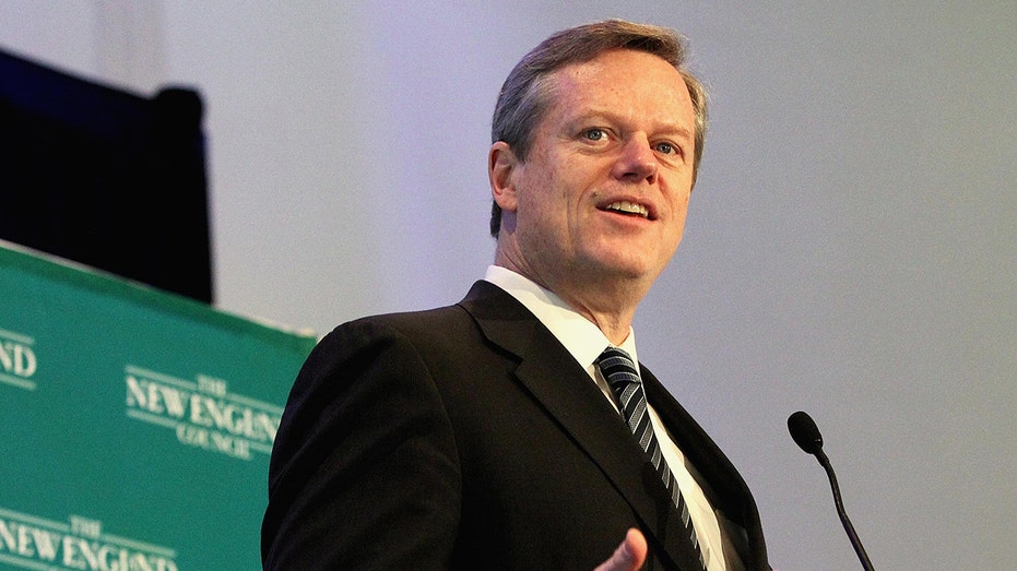 Massachusetts Gov. Charlie Baker addresses the New England Council breakfast at Boston Harbor Hotel, Thursday, Feb. 20, 2015.