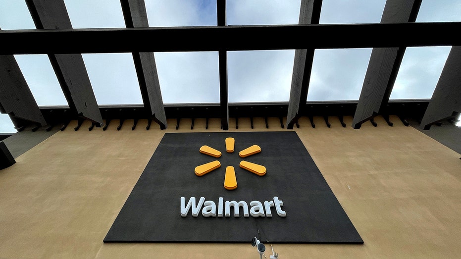 A sign is posted in front of a Walmart store on Nov. 16, 2021, in American Canyon, California.
