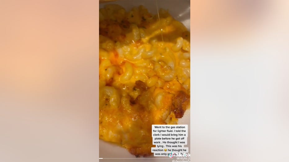 In a follow-up video, the clerk said he especially liked Lee’s mac and cheese, which she included along with ribs and beans. 