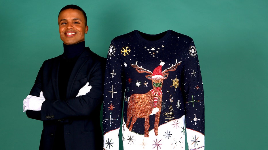 Aidan Liban is selling a sweater made from silk, gold thread, diamonds and Swarovski crystals