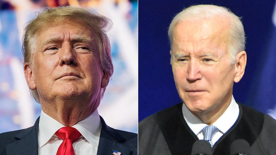 Side by side photos of Presidents Trump and Biden